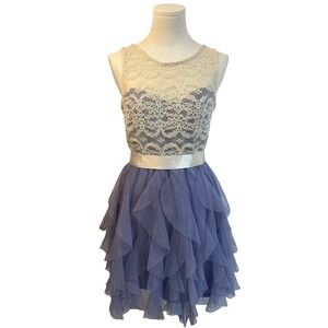Teeze Me Lace Tulle Fit And Flare Balletcore Party Mini Dress Lavender Size 9/10